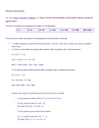 printable roman numerals chart