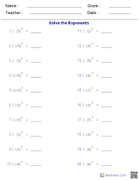 Integers With Exponent Worksheets Create Free Worksheets Fun Math Worksheets 8th Grade Math Worksheets Algebra Worksheets