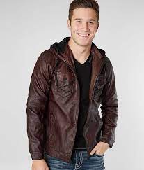 Buckle Black Faux Leather Hooded Moto Jacket Men S Accessories Outfits Jacket Clothing Online Buckle Black Celebrities Leather Jacket Black Faux Leather