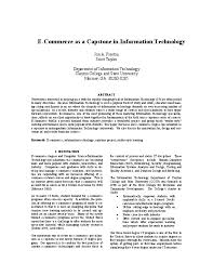 The research topic and content should be in line with today's realities and needs. Pdf E Commerce As A Capstone In Information Technology Jon Preston Academia Edu