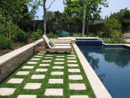 Concrete Pavers With Grass In Between Google Search Outdoor Patio Decor Paver Patio Pool Landscaping