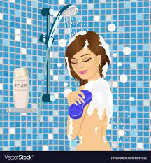 Beca (anna kendrick) takes a shower singing. Young Beautiful Woman Taking A Shower Royalty Free Vector Young And Beautiful Cute Girl Drawing Pre Raphaelite Art