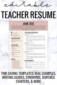 Editable Teacher Resume Template Teacher Resume Template Teacher Resume Cover Letter For Resume