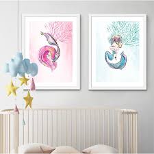 Try thinking outside of the box. Mermaid Cartoon Posters And Prints Girls Bedroom Wall Art Decor Pink Teal Pictures Art Canvas Painting Nursery Wall Decoration Painting Calligraphy Aliexpress