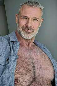 Shirtless Male Muscular Mature Beard Hairy Salt Pepper Chest Man PHOTO 4X6  B1339 | eBay