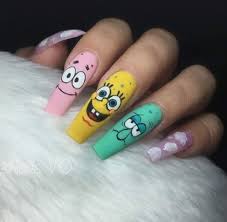 Tutoriales, decorar las uñas de manos y pies, con tutoriales, revistas, videos o simplemente hacerte la manicura en cualquier fiesta interesante para ti. Unas Diseno De Bob Esponja Unas Manos Y Pies Manicura De Unas Unas Postizas De Gel