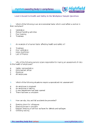 Check with your destination's office of foreign affairs or ministry of health or the us department of state, bureau of consular affairs, country information page for details about entry requirements and restrictions for arriving travelers. Level 2 Award In Health And Safety In The Workplace Sample Questions