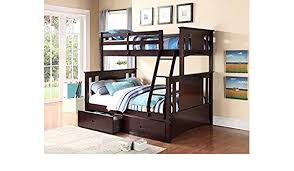 Dark pine twin over full wooden bunk bed Amazon Com 13pc Slats Top Bottom Twin Full Size Bunk Bed In Espresso Finish With 2 Optional Drawers Furniture Decor