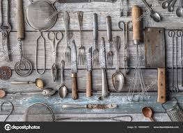 vintage kitchen utensils background