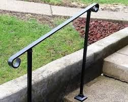 Pool steps, recessed steps, ladders, stairs, and hand rails requirements section 3111b, title 24, california code of regulations. Standard Single Post Flat Bar Top Hand Rail 1 Or 2 Step Etsy In 2021 Outdoor Stair Railing Wrought Iron Handrail Iron Handrails
