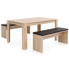West elm's dining benches provide a modern seating solution for tables large and small. Finebuy Fb51797 Dining Room Set Sonoma Oak Dining Table With 2 Benches Modern Wood Dining Set Small Dining Set 3 Piece Set Amazon De Kuche Haushalt