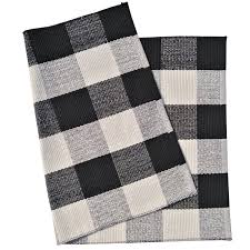 Black And White Check Doormat Ecoshome Cotton Bath Runner Checkered Plaid Area Rug Door Mat For Entry Way Washable Carpet For Kitchen 24 X 35 Black And White Plaid Area Rug Door Mat Carpet