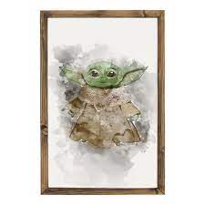 Baby Yoda Wall Art Print Framed Home Decor Sign Star Wars Etsy Yoda Wall Art Yoda Wall Wall Art Prints