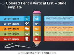 Colored Pencil Vertical List For Powerpoint And Google Slides