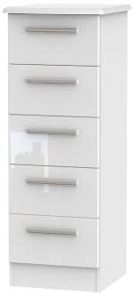 Gloss white chest of drawer bedroom furniture hallway tall wide storage bedside. Knightsbridge High Gloss White 5 Drawer Tall Chest Cfs Furniture Uk