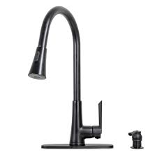Brass single handle design high arc spout spout swivel: Ez Flo 10035 Matte Black Kitchen Faucet With Pull Down Sprayer With Soap Dispenser Walmart Com Walmart Com