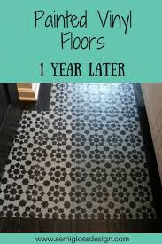 Painted Vinyl Floor 1 Year Later Semigloss Design Painted Vinyl Floors Vinyl Flooring Vinyl Flooring Bathroom