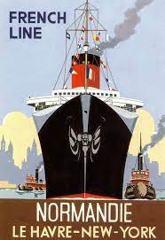 Normandie 1935 Maritime Poster Ship Poster Travel Advertising