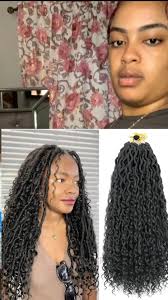 I'm inlove with Dibecaa 8 Packs Goddess Locs Crochet Hair 18 Inch Curl...