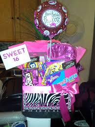 Consider these 6 ideas for sweet sixteen inspiration. Personalized Sweet 16 Basket Candy Balloon Gift Card And A Cute Box To Go Along Sweet 16 Gifts Sweet 16 Birthday Gifts 16th Birthday Gifts