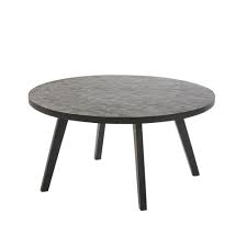 Banc de jardin en oxyde de magnésium bouledogue 76x35x48 cm noir. Table Basse De Jardin En Mosaique Noire Zeliges Maisons Du Monde