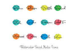 Download Watercolor Social Media Icons Graphic By Anjana Designs Creative Fabrica PSD Mockup Templates