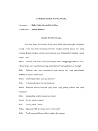 Selfianna chandrika 1a614115 kelas 2sa10 dosen pengajar. Contoh Laporan Wawancara Biologi