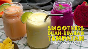 Konsep terapi jus (buah2an) untuk diet sehat. 3 Resepi Smoothies Buah Buahan Tempatan 3 Easy Fruit Smoothies Recipe Seismik Makan Youtube