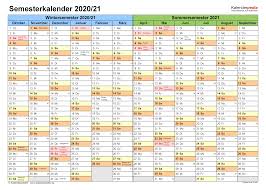 Prüfungen abgelegt werden, blockveranstaltungen oder praktika. Semesterkalender 2020 21 Fur Pdf Zum Ausdrucken