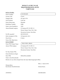 Buku induk guru dan pegawai doc buku induk ptk, download contoh buku induk / biodata tenaga pendidik & tenaga kependidikan paud (tk kb tpa sps) format doc yang dapat di edit. Biodata Guru Ngaji