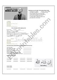 Insya allah versi melayu lagu asal oleh maher zain. Maher Zain Inshaa Allah Lyrics Esl Worksheet By Alexaundrea