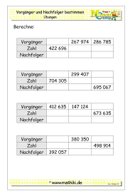 Vorganger Und Nachfolger Bis 1 Million Klasse 4 Mathiki De In 2020 Mathe Matheaufgaben Zahlenbereich