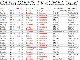 Le calendrier officiel des montréal canadiens incluant l'information sur les billets, les statistiques, les alignements et plus encore. Download A Printable Tv Schedule For The Canadiens 2018 19 Season Montreal Gazette
