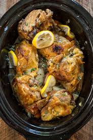 More easy crock pot chicken recipes i used boneless skinless chicken thighs and since i don't have a crock pot i cooked it in my dutch oven in a 275 degree oven for 3 hours. Crock Pot Lemon Garlic Chicken Neighborfood