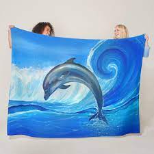 Dolphin Fleece Blanket Custom Blankets Dolphins Zazzle Com In 2021 Customized Blankets Beach Themed Room Fleece Blanket
