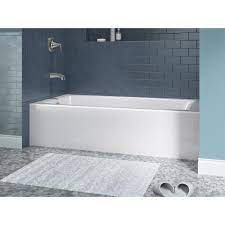 Kohler Elmbrook 60 In Left Drain Rectangular Alcove Bathtub With Integral Apron In White K R23217 La 0 The Home Depot In 2021 Soaking Bathtubs Wall Alcove Contemporary Bathroom Decor
