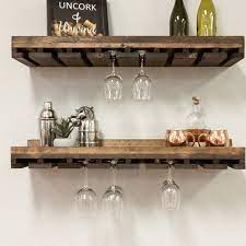 Bernardo Solid Wood Wall Mounted Wine Glass Rack Wine Glass Shelf Coffee Bar Home Bar Wall Decor