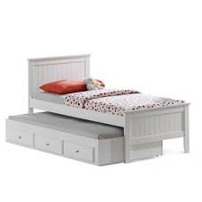 The Alaska Kids Bed With Trundle Is Constructed From Solid Wood In A White Finish The Pull Out Trundle Bed Comes Wi Kid Beds Trundle Bed Kids Kids Single Beds