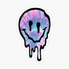 Tye Dye Drippy Smiley Face Sticker By Samantha Brachman Face Stickers Tye Dye Wallpaper Smiley