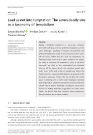 PDF) Lead us not into temptation: The seven deadly sins as a taxonomy of  temptations