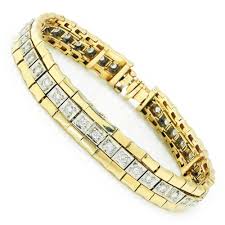 10k yellow gold bracelet 0.12ct diamond 6mm pearl 7.0 flex bangle handmade 6.1g. Vintage Round Diamond Tennis Bracelet 14k White Yellow Gold Once Upon A Diamond