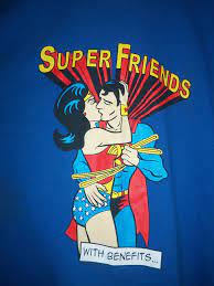 Super Friends With Benefits 2XL T Shirt Superman Wonder Woman Funny Joke  Heroes | eBay