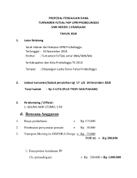 Pembinaan dan pengembangan regenerasi dari suatu organisasi (ekstrakulikuler) sangatlah penting untuk dilaksanakan sebagaimana mestinya dengan acuan dan tujuan yang hendak dicapai peserta didik yang juga merupakan generasi muda dan kader perjuangan penerus bangsa adalah anggota. Doc Proposal Pengajuan Dana Docx Tata Usahasmkzaha Academia Edu