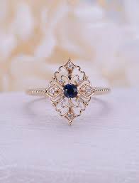 Art Deco Engagement Ring Vintage Sapphire Engagement Ring Rose Unique Diamond Wedding Rings Vintage Engagement Rings Art Deco Vintage Engagement Rings Sapphire