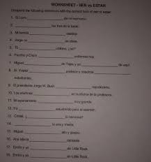 Teachers please feel free to use these spanish. Worksheet Ser Vs Estar Please Help Brainly Com