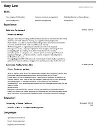 restaurant manager resume samples all