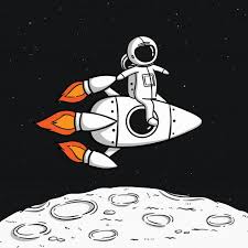 Astronaut With Space Rocket Floating On The Moon Space Illustration Alien Drawings Art Story