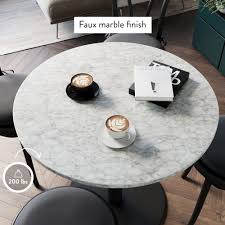Shop with confidence on ebay! Lucy White Carrara Faux Marble Table Top With Black Pedestal Base Modern Dining Table For 2 Nathan James
