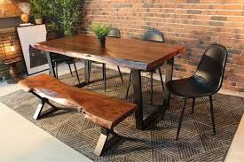 Live Edge Acacia Dining Table With Black U Legs Honey Walnut Wazo Furniture Dining Table Wood Slab Dining Table Natural Wood Table