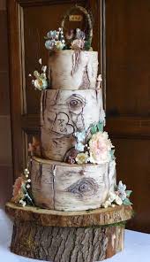 Birch Tree Wedding Cake Birch Tree Slice Wedding Cake Charity Garden Rose And Sweet Peas Birch Wedding Cake Rustic Wedding Ca Wedding Cake Tree Birch Wedding Cakes Birch Tree Cakes